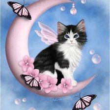 Схема вышивки «кот на луне»