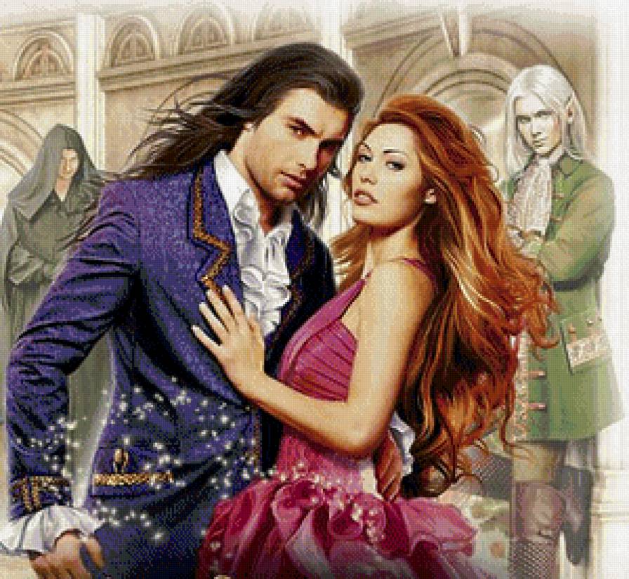 Пара фэнтези - девушка, любовь, влюбленные, парень, фэнтези, пара, эльф - предпросмотр