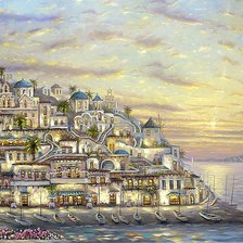 Схема вышивки «морской город на закате»