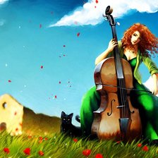 Схема вышивки «девушка с виолончелью»