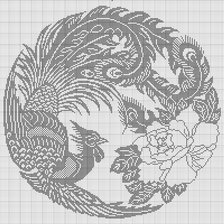 Схема вышивки «Павлин монохром»