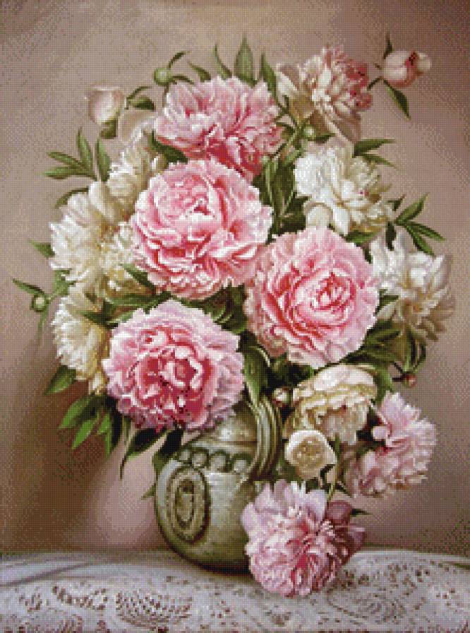 пионы в вазе - пионы, натюрморт - предпросмотр