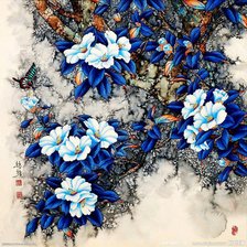 Схема вышивки «панно с японскими цветами»