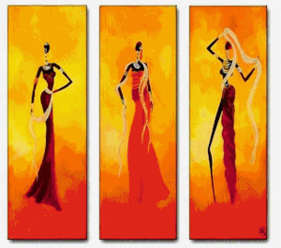 африканки в абстракции (триптих) - абстракция, триптих, африка, женщины, африканка - предпросмотр
