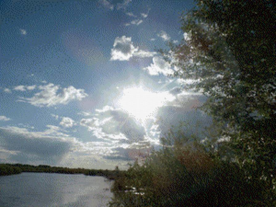 Закат - природа, пейзаж, деревья, солнце - предпросмотр