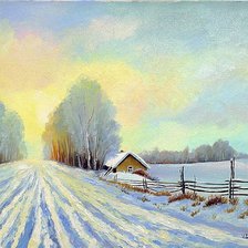 Схема вышивки «зима в деревне»