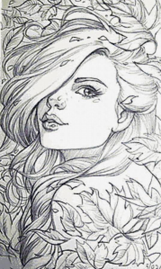 портрет девушки - арт, женщина, монохром, девушка, красота, графика - предпросмотр