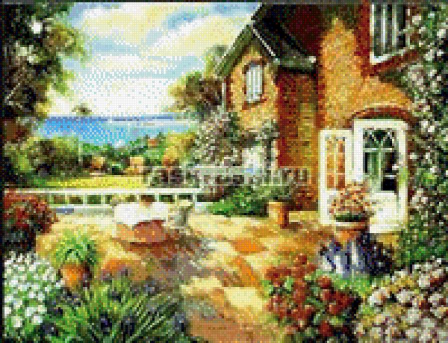 №941865 - дворик, дом, цветы - предпросмотр