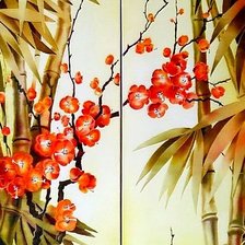 Схема вышивки «бамбук и сакура (диптих)»