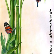 Схема вышивки «бамбук и бабочки»