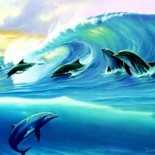 Схема вышивки «дельфины в море»