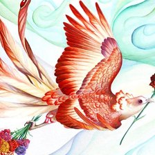 Схема вышивки «жар птица с гвоздиками»