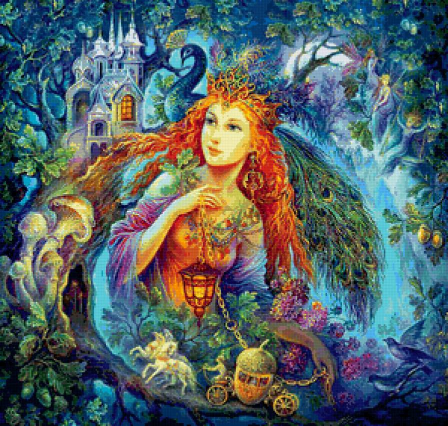 золушка - девушка, сказка, замок, павлин, золушка, лес, карета, фентези - предпросмотр