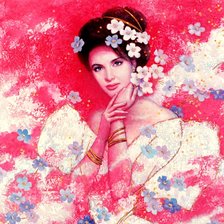 Схема вышивки «девушка в цветах»