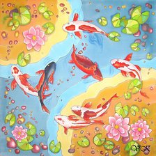 Схема вышивки «карпы кои»