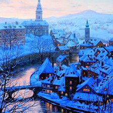 Схема вышивки «зима в городе»