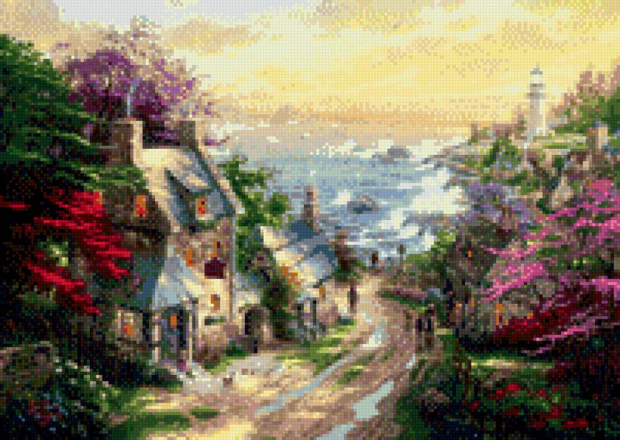 У моря - море, маяк, домик - предпросмотр