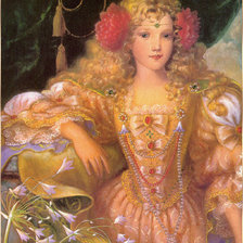 Схема вышивки «Девушка и цветы»