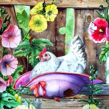 Схема вышивки «курочка в шляпке»