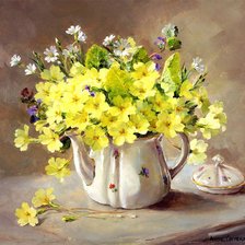 Схема вышивки «лютики и ромашки в чайнике»