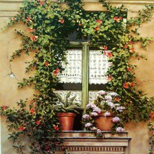 Схема вышивки «цветущее окно»