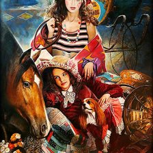 Схема вышивки «коллаж с девушкой»