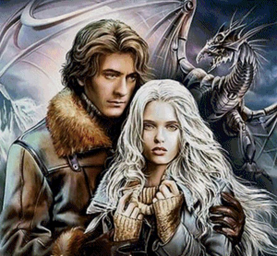 Фэнтези - пара, дракон, фэнтези, девушка, влюбленные, любовь, парень - предпросмотр