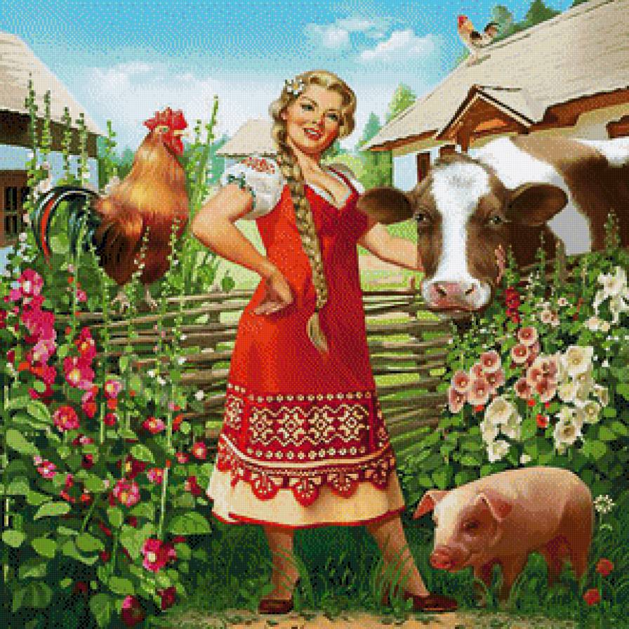крестьянка - девушка, деревня - предпросмотр