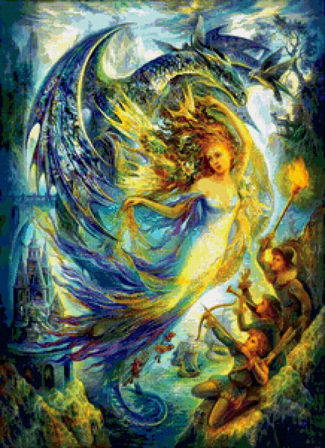 битва добра и зла - зло, добро, живопись, ангел, битва, сказка, дракон - предпросмотр