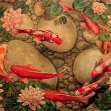 Схема вышивки «карпы благополучия»