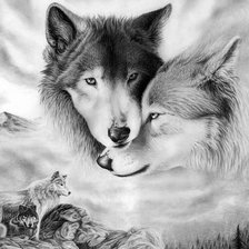 Схема вышивки «Волки парочка»