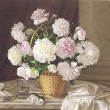 пионы в корзине