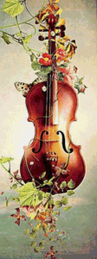 красота скрипки - классика, бабочка, красота, музыка, скрипка, цветы - предпросмотр