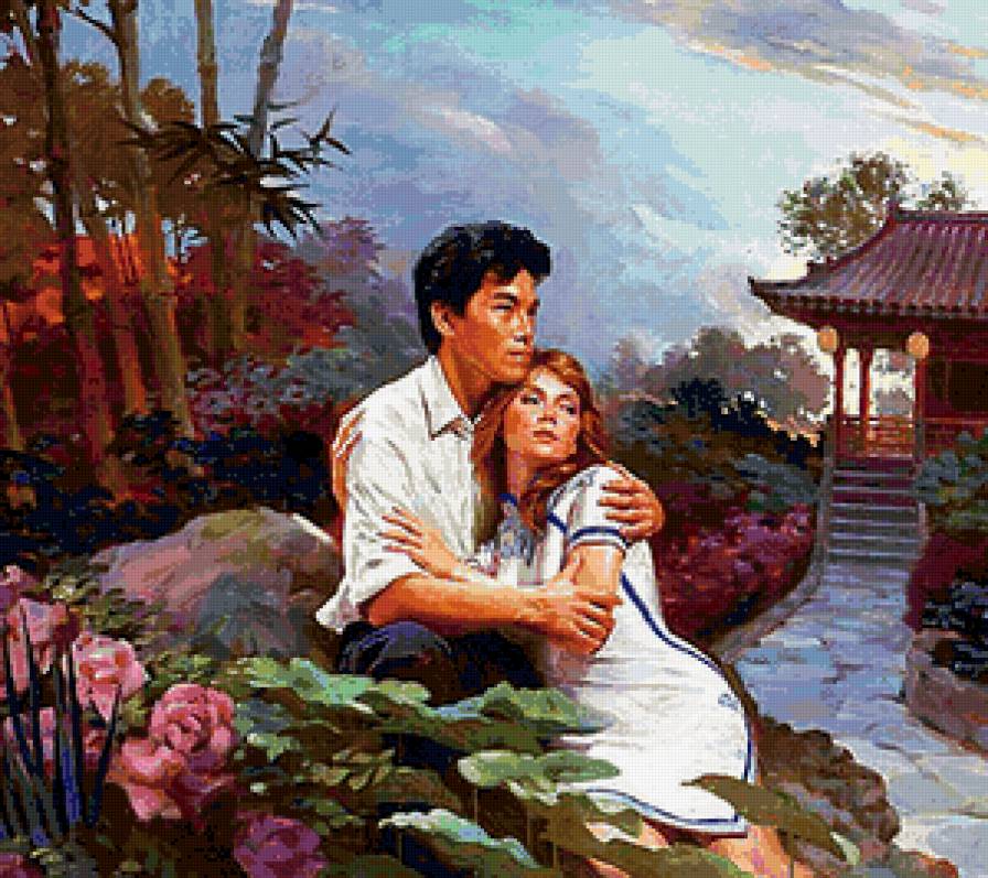 Нежные объятия - мужчина, влюбленные, женщина, пара - предпросмотр