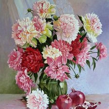 Схема вышивки «Пионы и гранат.»