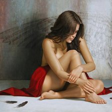 Схема вышивки «Девушка в красном»