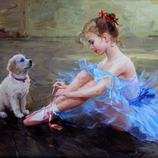 Схема вышивки «ребенок и щенок»