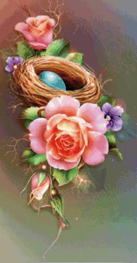 роза и гнездо - дом, панно, роза, цветок, арт, гнездо, открытка - предпросмотр