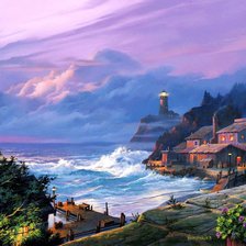 Схема вышивки «маяк в сумерках»