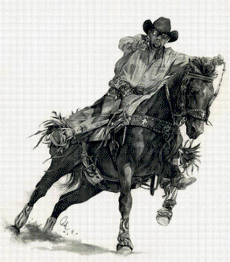 ковбой - ковбой, бег, лошадь - предпросмотр