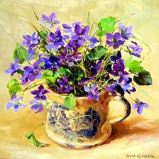 Схема вышивки «фиолетовые фиалки в вазочке»