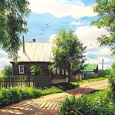 Схема вышивки «деревенский пейзаж»