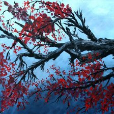 Схема вышивки «Ветка вишни в сумерках»