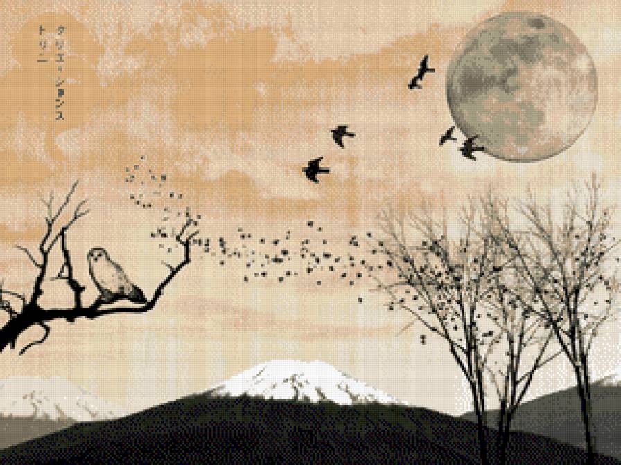 Единение - монохром, япония, природа - предпросмотр