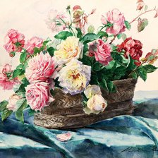 Схема вышивки «розы в корзине»