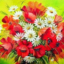 Схема вышивки «маки и ромашки»