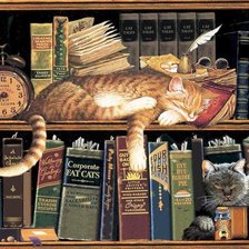 Схема вышивки «кот в книгах 2 часть»