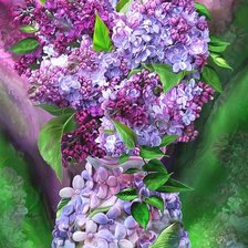 Схема вышивки «букет сирени в вазе»