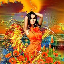 Схема вышивки «Chica entre amapolas»