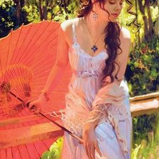 Схема вышивки «Девушка с зонтом»